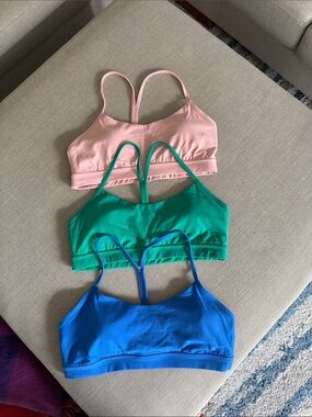 lululemon athletica Pink, Green & Blue Strappy Bralette Tops